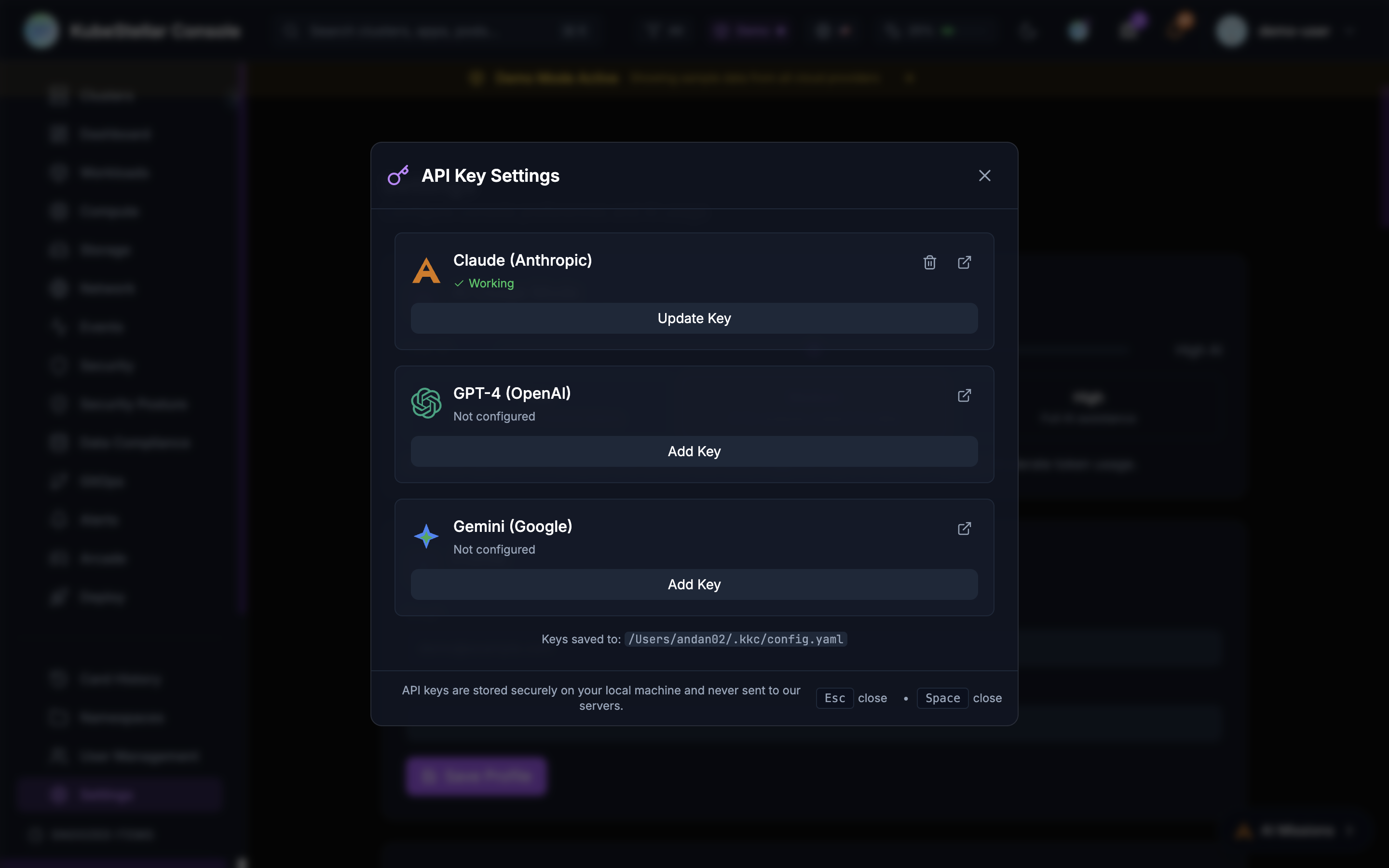 API Key Settings